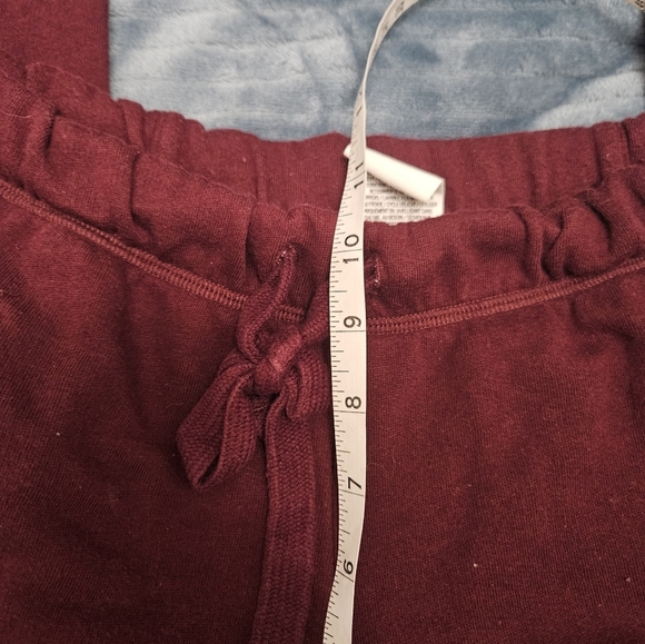 Pink Maroon Sweatpants With Pink Logo Raw Hem And Pockets! - Picture 5 of 7